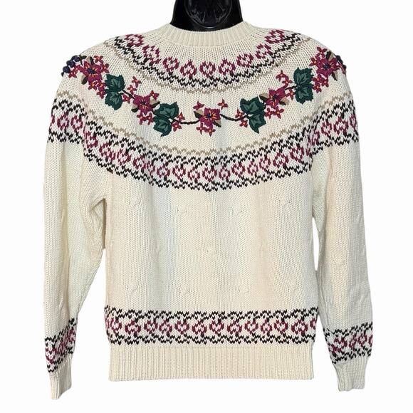 VTG 80s 90s CARDIGAN FLORAL & GRAPE COTTAGE CORE GRANDMA NORTHERN REFLECTIONS S - Picture 4 of 6